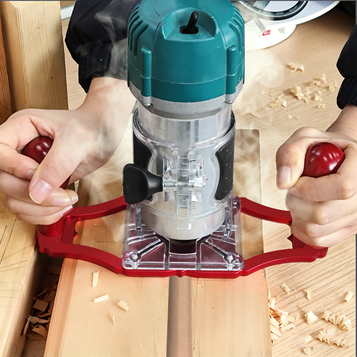 Woodworking Router - Fräsbasis mit Griffen und Mittelachsenmarkierung, klappbare