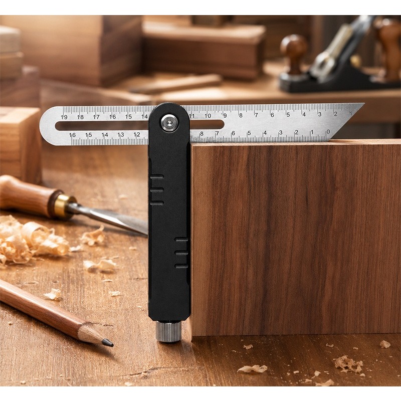 Woodworking Workshop Layout - Verstellbares Holzbearbeitungs-Winkellineal mit Doppelmess-Einheit, Markierungswerkzeug für