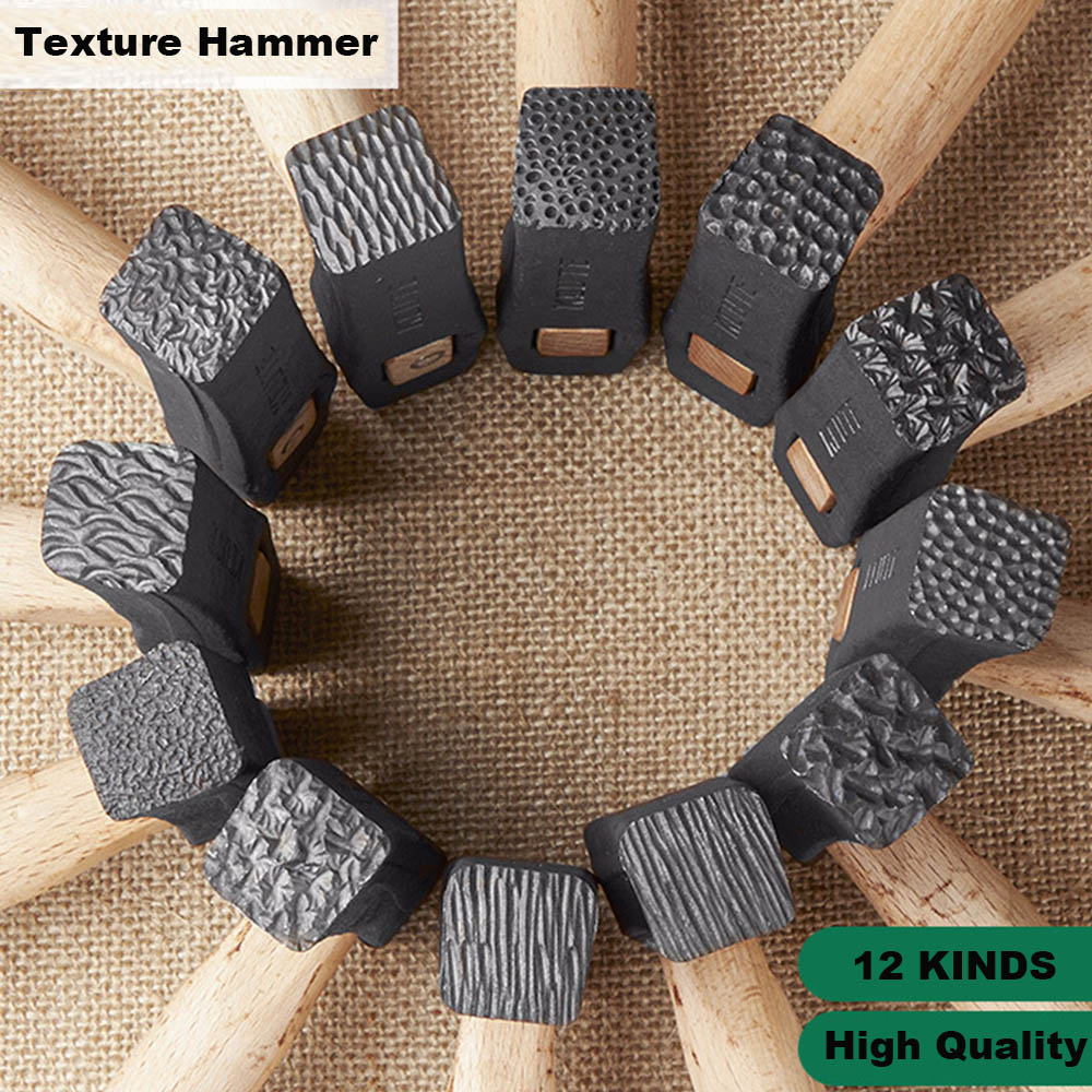 Wooden Mallet Carving - Schmuckwerkzeug Texturhammer mit Holzgriff, Stempelhammer für